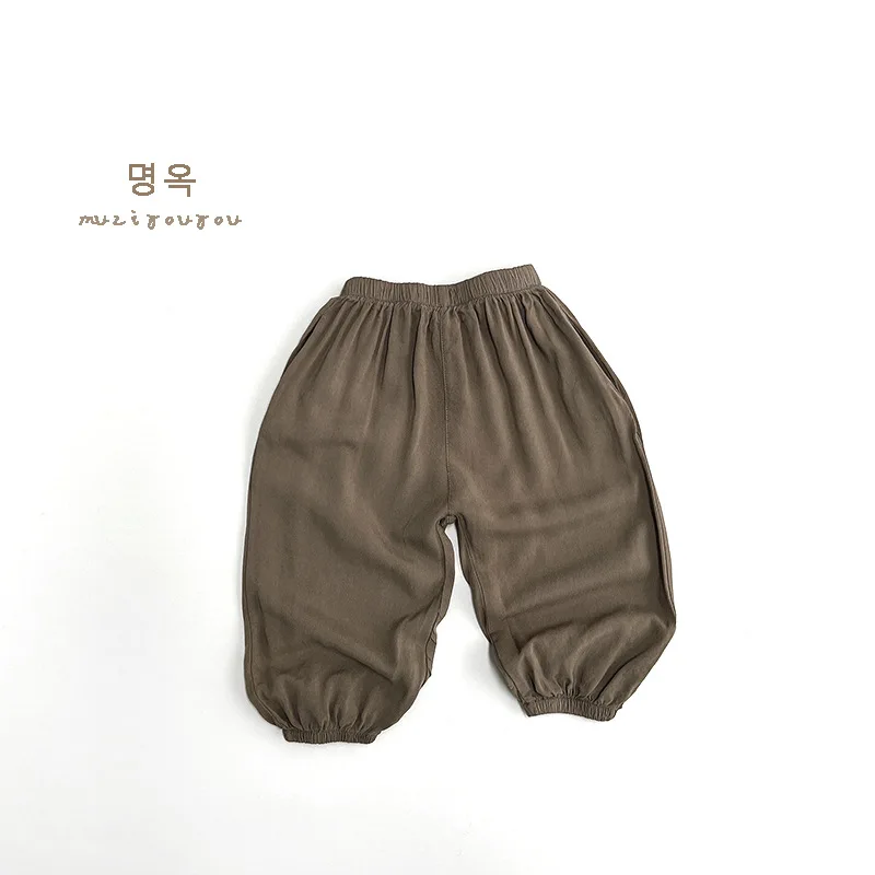 Summer Children Pants 1-8Y Boys Anti-mosquito Loose Wide leg Solid Daily Trousers Korean Toddler Wear Kids Clothing 2024 New