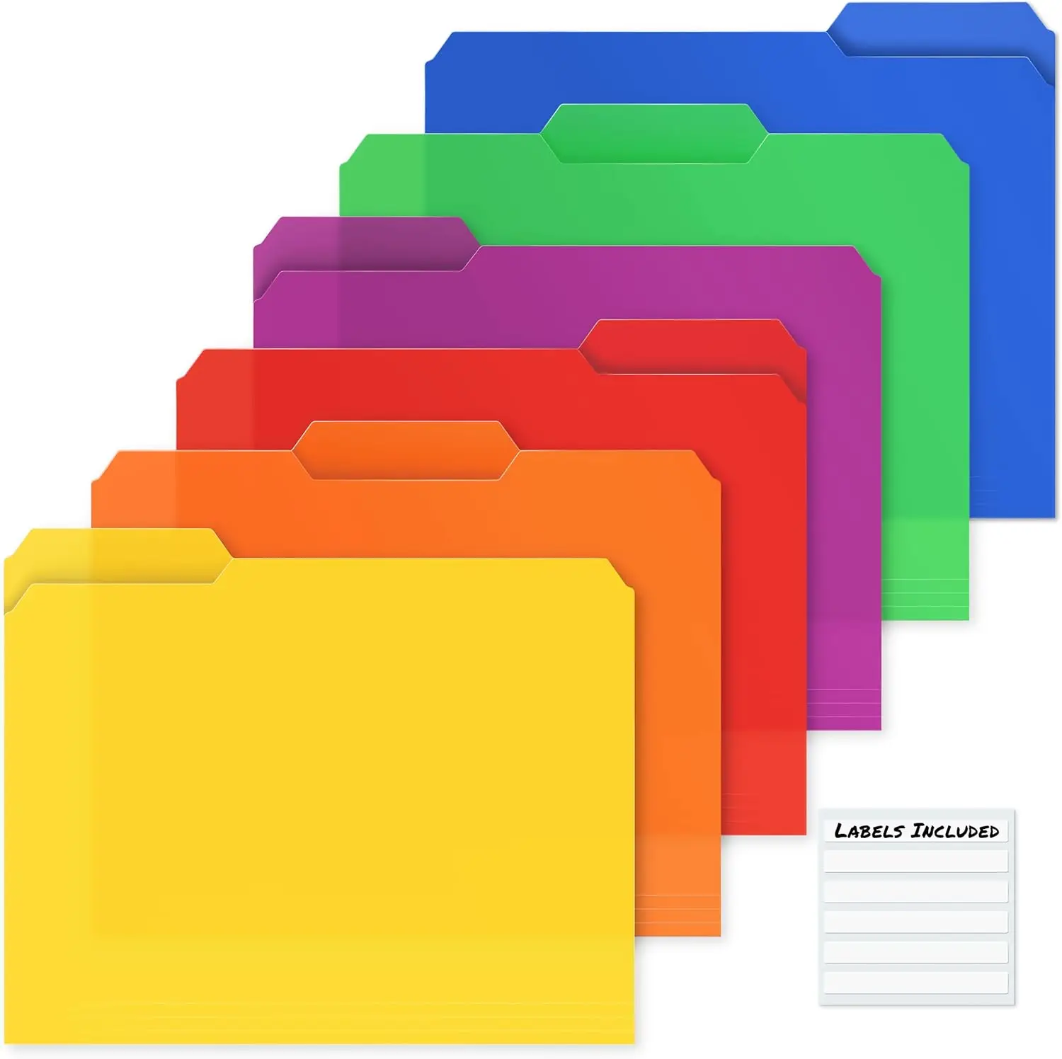 

Colorful Plastic File Folders, 6-Pack with Labels for Letter Size Documents, Acid-Free and Durable