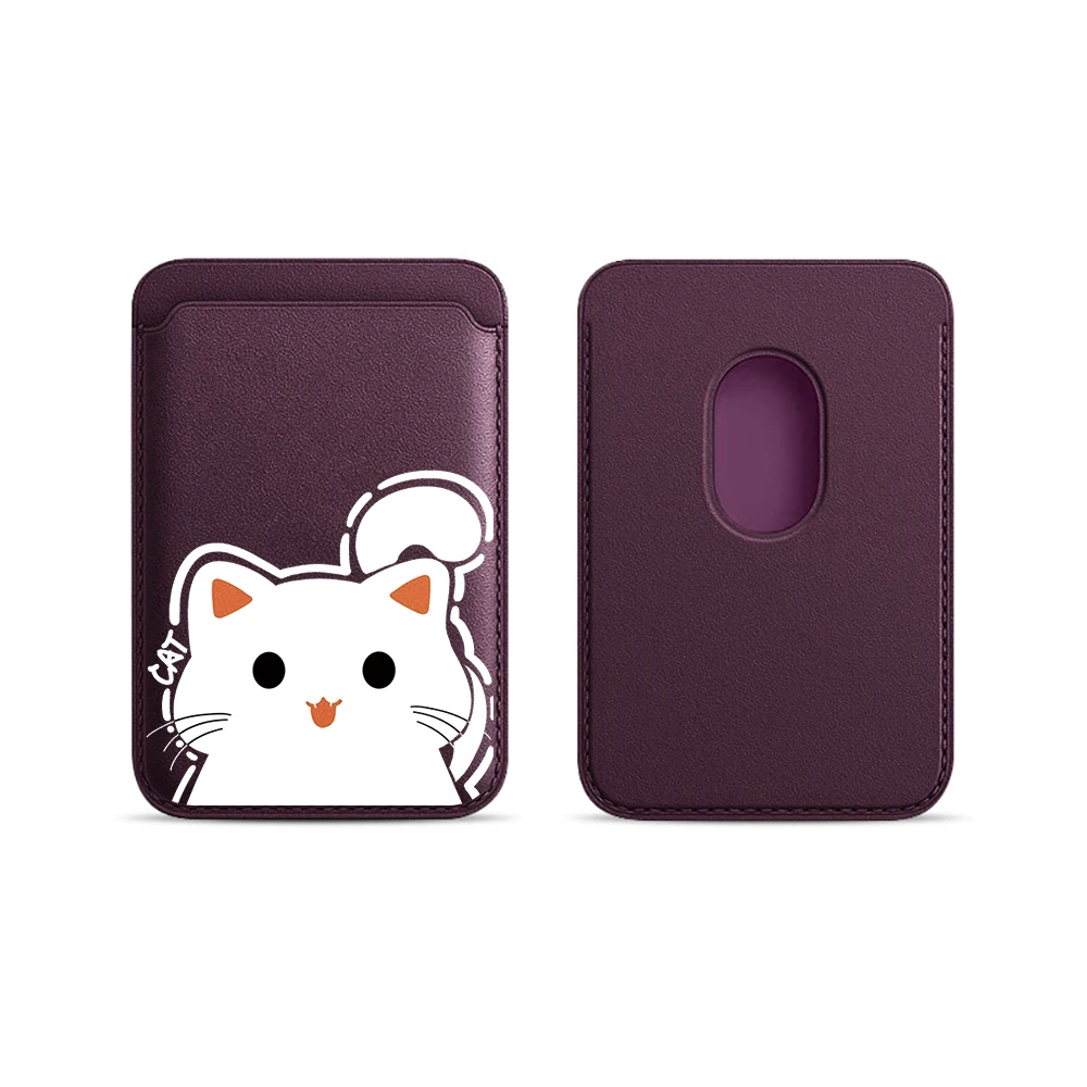 Katzen-Leder-Kartenetui Handyhülle Kartenhalter für Magnetische Hülle Geeignet für alle iPhones mit Magsafe-Kartenfunktion Niedliche Rückentasche – Detail 14