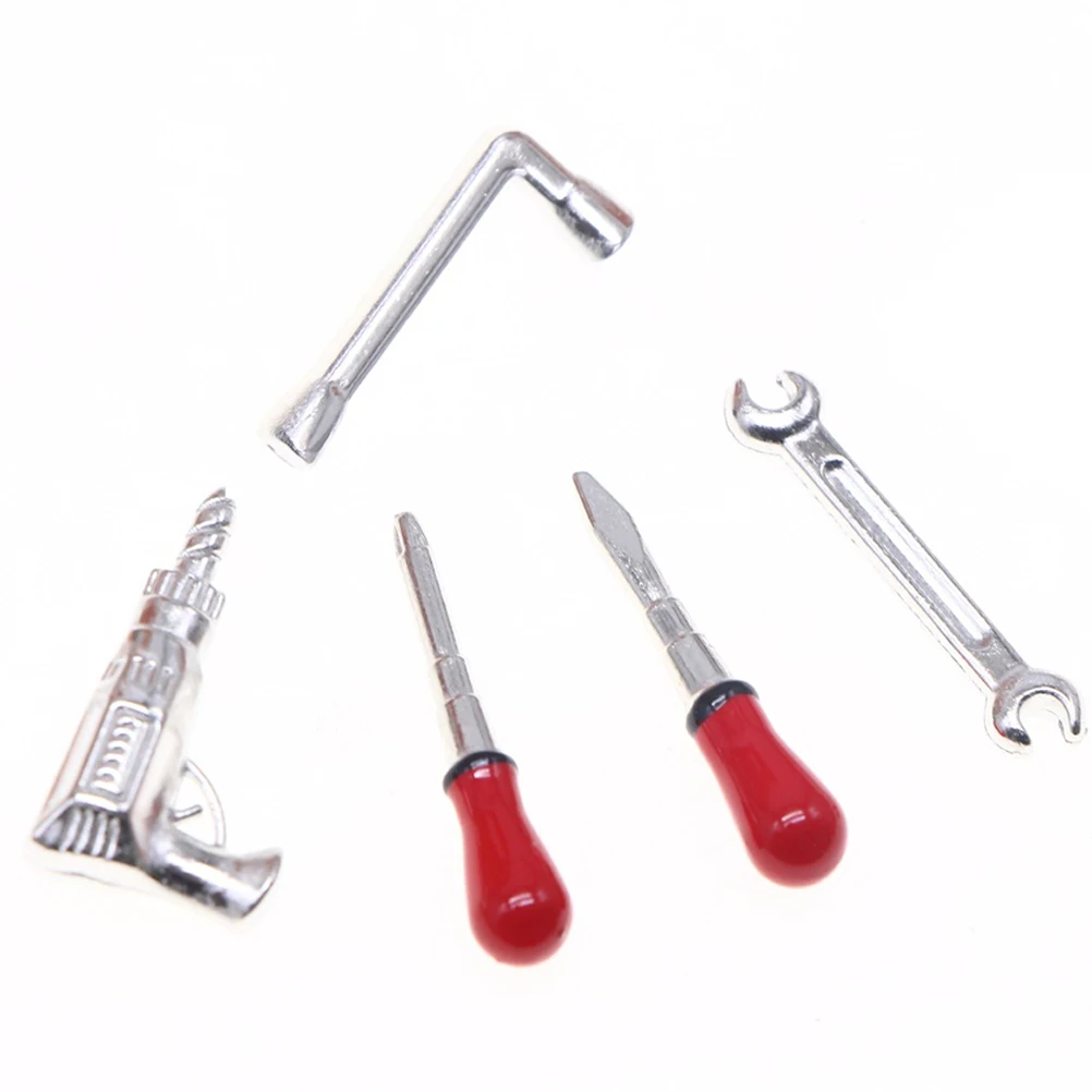 Kit de herramientas de 5 uds., herramientas de juguete para niños, casa de muñecas, escena en miniatura, juguetes de simulación, trabajo de mantenimiento
