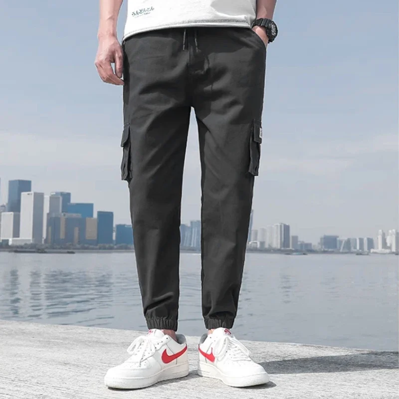 

2024 Spring and Autumn Sports Bathroom Pants Men's Winter Versatile Legged Knitted Work Pants with Thick Velvet Casual Pants