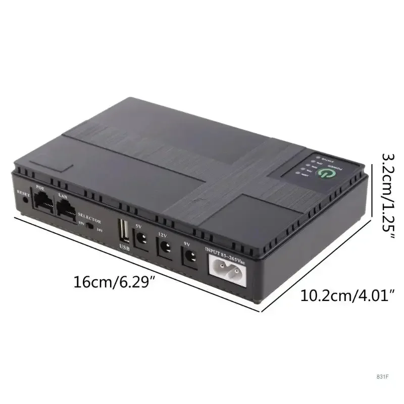 DC UPS Battery Backup 8800/10400mAh 5V 9V 12V 2A 15V 24V 1A Output Uninterruptible Power Supply 85‑265V Battery Backup UPS