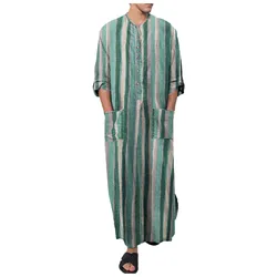 Muslim Fashion Men Kaftan Robes Pakistan Traditional Ethnic Loose Middle East Jubba Thobe Turkish Dubai Islamic Arabic Abaya