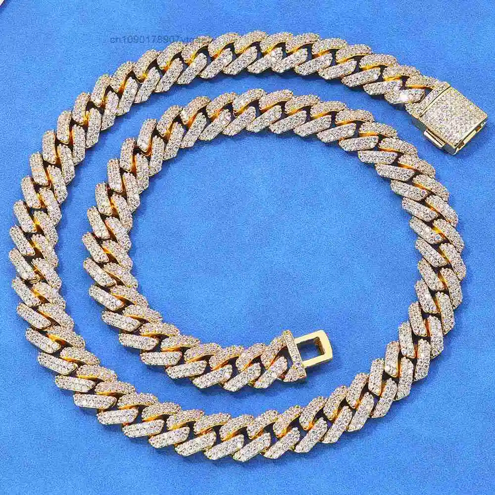 Fine NUOYA Jewelry Cuban Link Chain Necklace Moissanite Jewelry Brass Hip Hop Necklace for Men and Women Customizable.