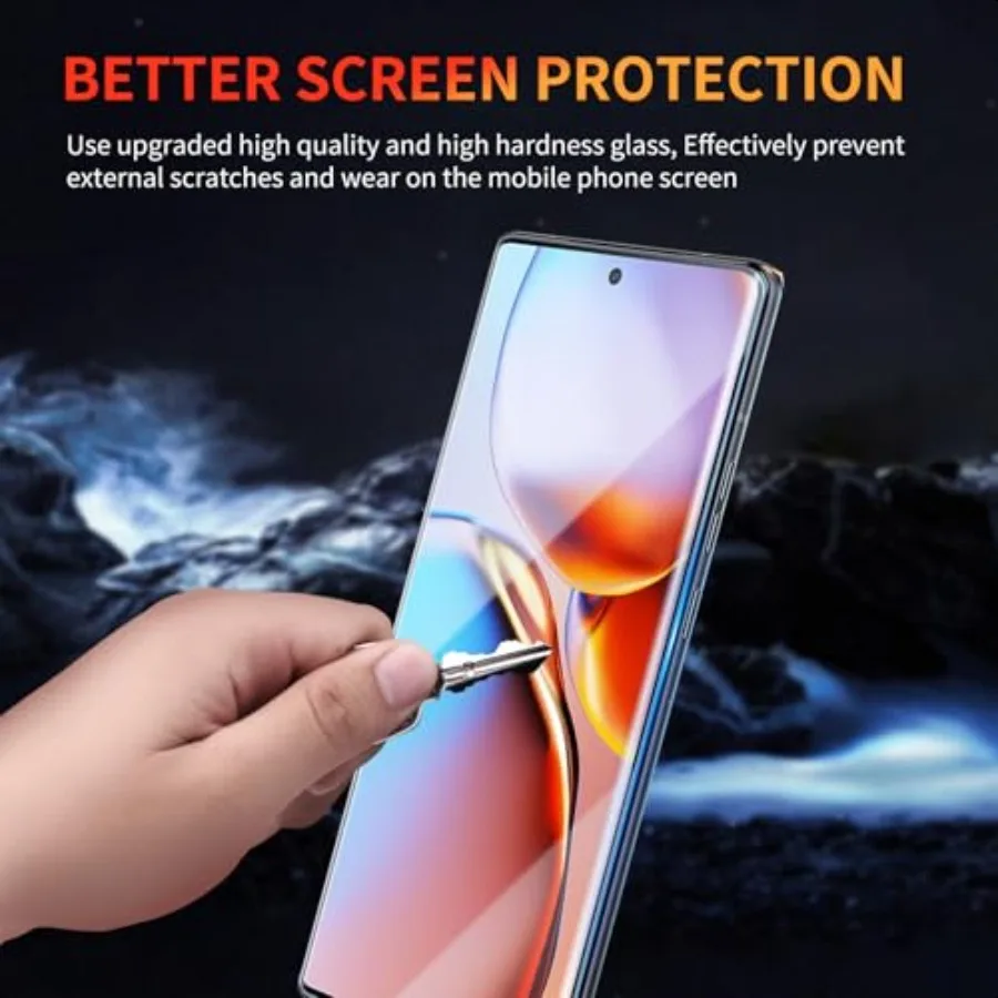 3 عبوات من واقي الشاشة لهاتف Motorola Moto Edge+ Plus 2023 مقاس 6.67 بوصة ثلاثي الأبعاد من الزجاج المقسى المنحني مضاد للخدش 9H Hardn HD Clea