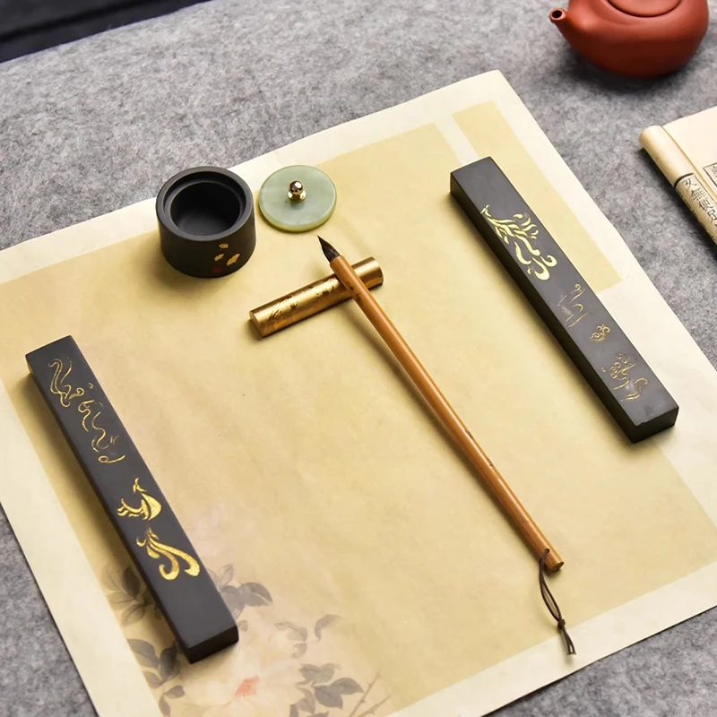 1 Pair Natural Stone Book & Scroll Holders Paperweights Paper Weight for Calligraphy & Desk Decor
