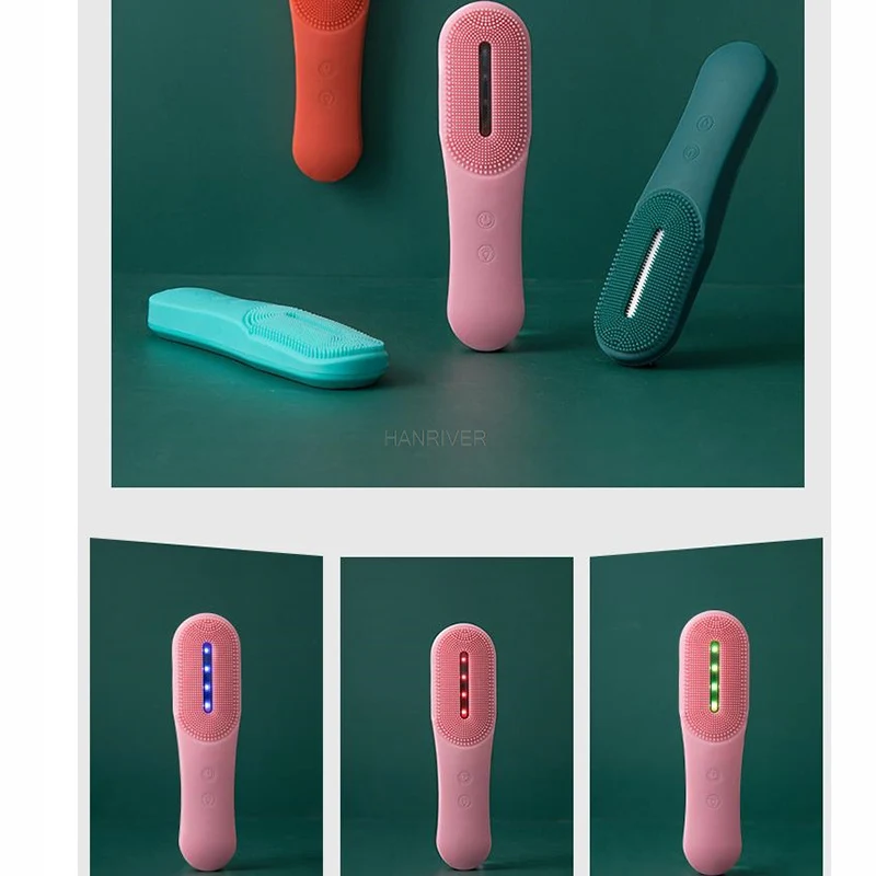 แปรงทำความสะอาดผิวหน้าไฟฟ้าซิลิโคนโฟตอนฟื้นฟูผิวหน้ากันน้ำเครื่องนวดความงามแปรงทำความสะอาดผิวหน้า