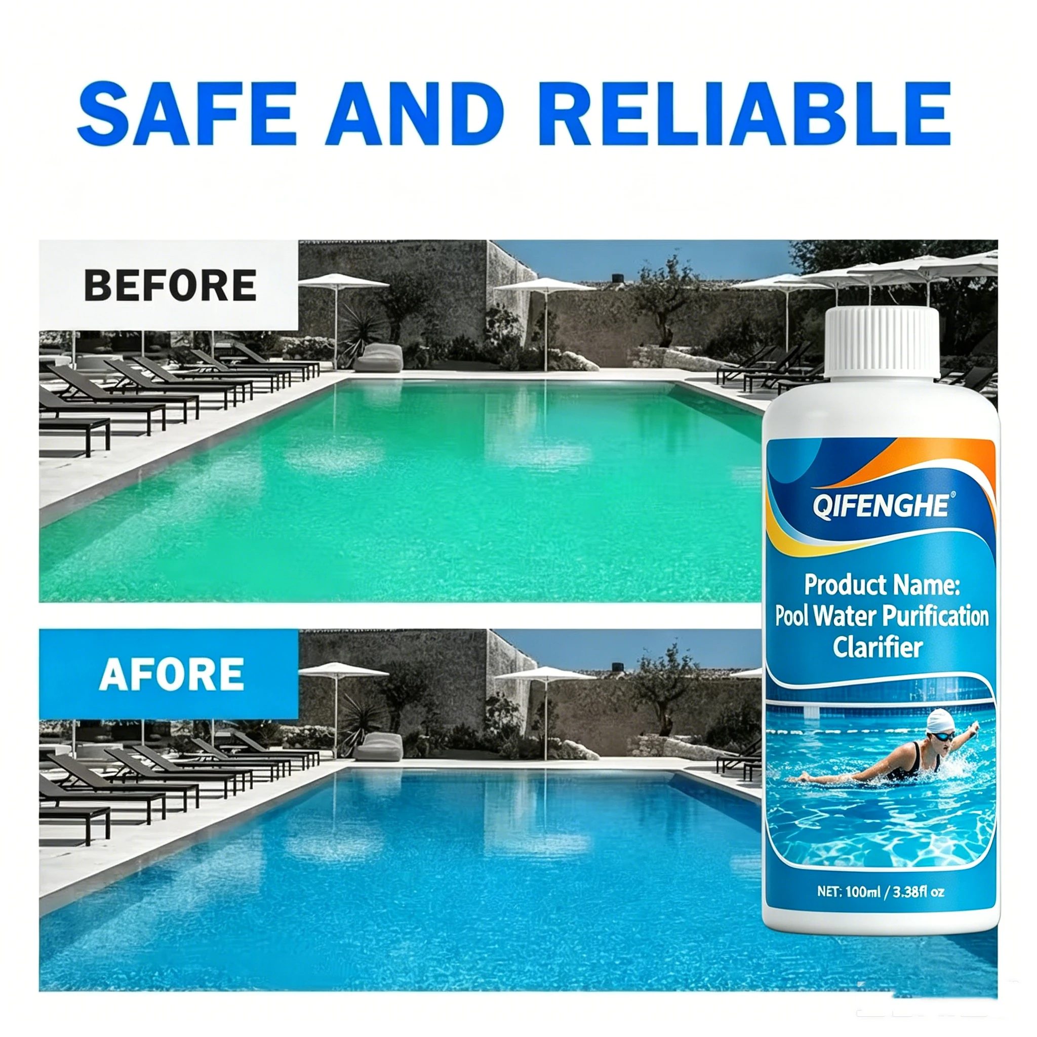 QIFENGHE Pool-Wasserklärer 100ml, Schnelle Klärung von Trübwasser, Leistungsstarke Sedimentabscheidung, Wiederherstellung von Kristallklarem Wasser – Detail 4