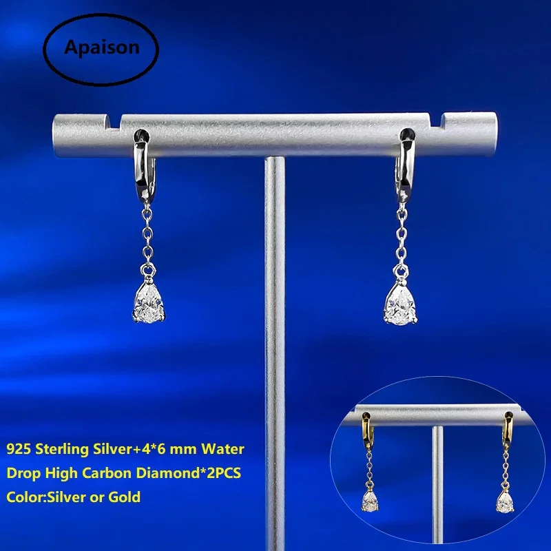 

Apaison 4*6 mm Water Drop High Carbon Diamond Women Drop Earrings Gold Plated Piercing Hoop Earrings Prom Party Jewelry