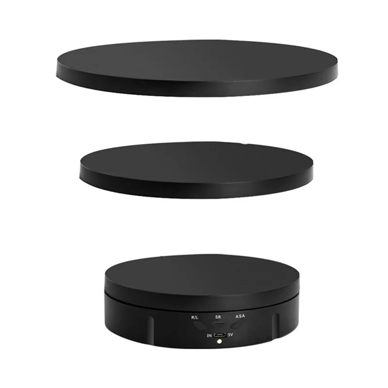 

A23K-3 Speeds Electric Rotating Visualizer 360° Turntable USB Charge Display Stand for Video Prop Jewelry Shoes Black