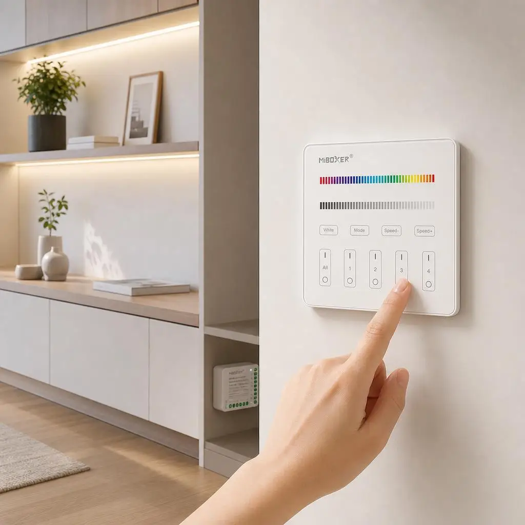 MiBoxer DC12-24V 2.4GHzRF SR5 B0 B1 B2 B3 B4 5In1 Single/Dual white RGB RGBW RGB+CCT COB smart Led Strip Light Dimmer Controller