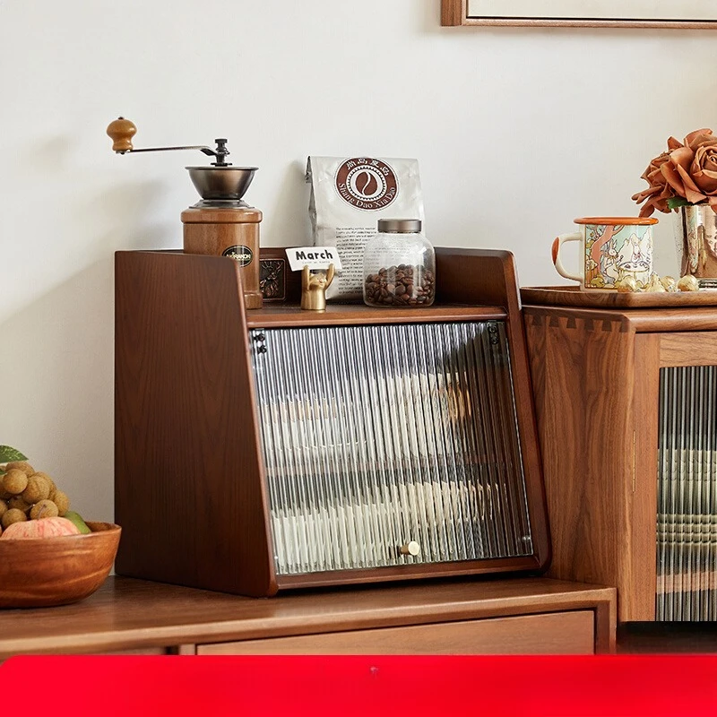 

Solid wood desktop small storage cabinet cup water cup tea set coffee cup storage rack