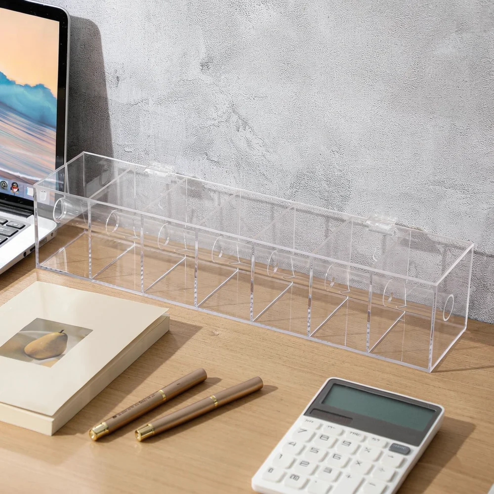 Transparent Acrylic Label Dispenser Holder For Caifan Organizer Case Dustproof Roll Storage Box For Kitchen Date Sticker