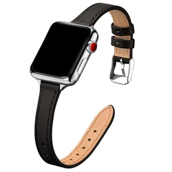 Correa de cuero para apple watch ultra 2, banda fina de 49mm, 6 se, 40mm, 44mm, 8mm, 41mm, 45mm para iwatch 9, 8, 7, 5, 38mm