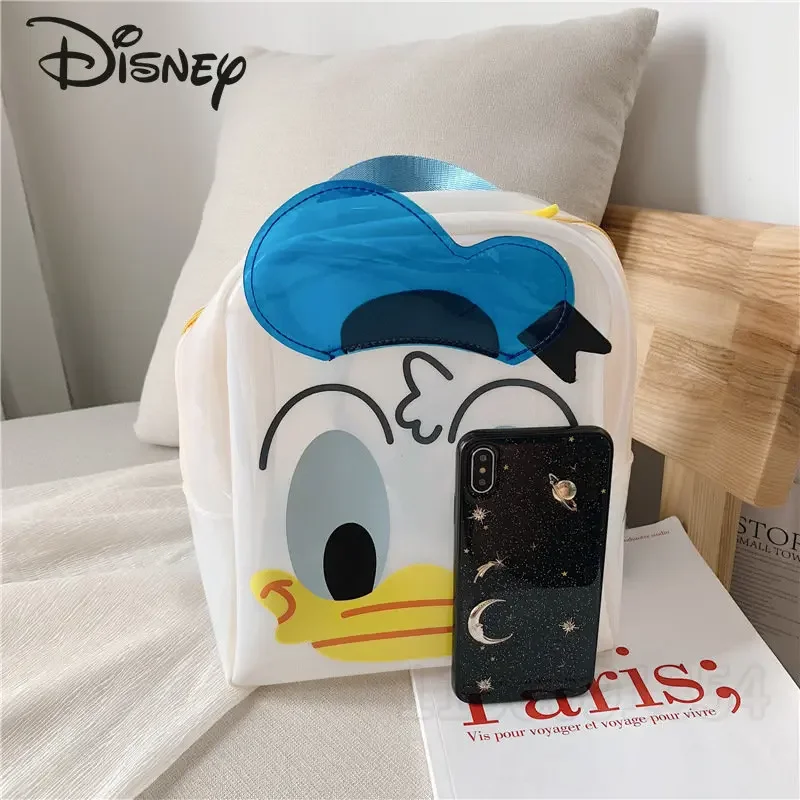 Disney Donald Duck New Children\'s Backpack Cartoon Girls Backpack PVC Transparent Large Capacity Fashion Children\'s School Bag