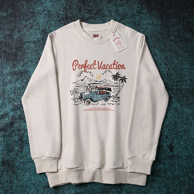 

Xie Xianen American Retro Sle Loose Fit Long Sve Crew Ne Sweatirt Casual Comfortable Youthful Pure Color Autumn Wi...