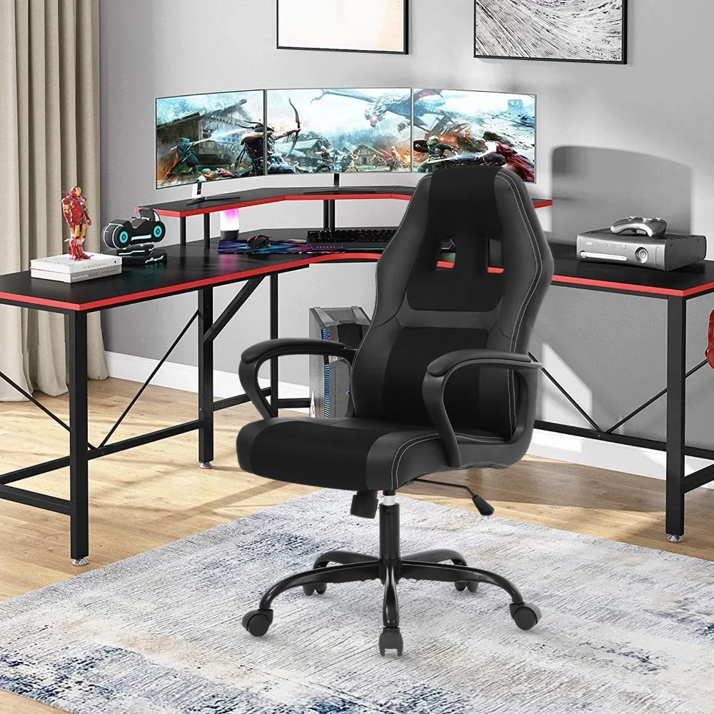 

Computer Gaming Chair Office Ergonomic PC Chair Racing Writing Working High-Back Chair w/Lumbar Support Swivel Executive