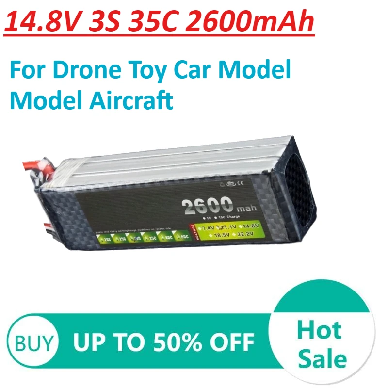 

14.8V 3S 35C 2600mAh Lithium Battery for Drone Toy Car Model Model Aircraft Replace Battery
