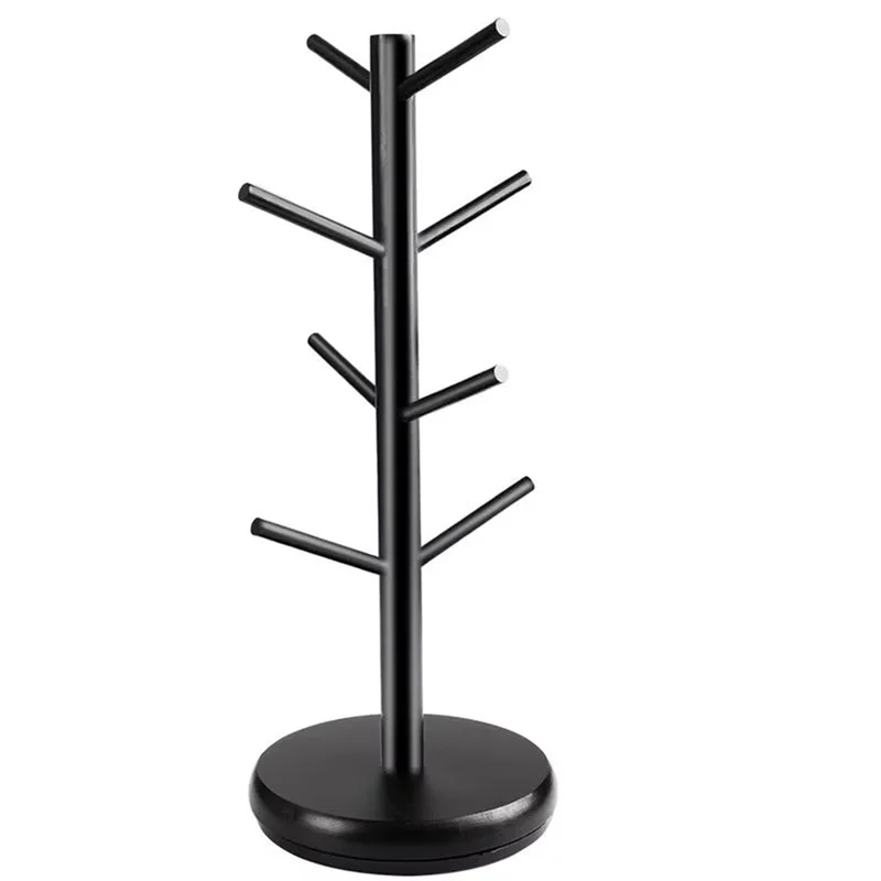 

ABJO-Coffee Mug Tree 360 Rotated Coffee Cup Tree With 8 Hooks Coffee Counter Bar Multifunction Display Rack Thicker Base