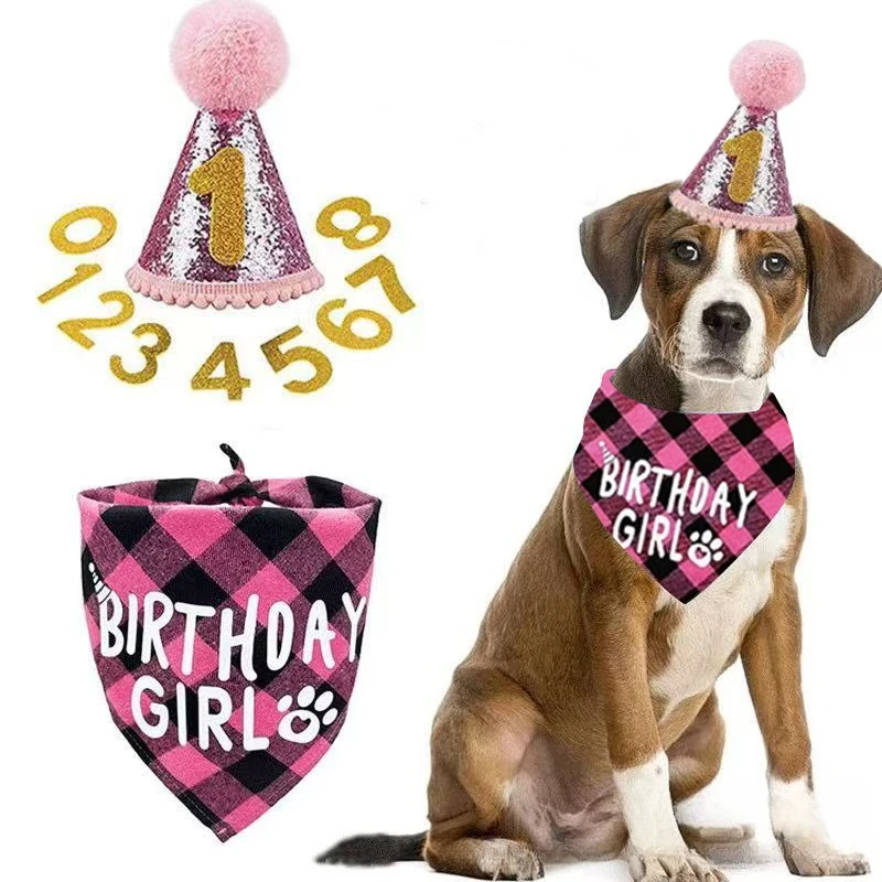 

Dog Birthday Party Decoration Set Pet Triangle Scarf Cute Hat Bow Tie Collar Dog Accessory Birthday Decoration Supplies