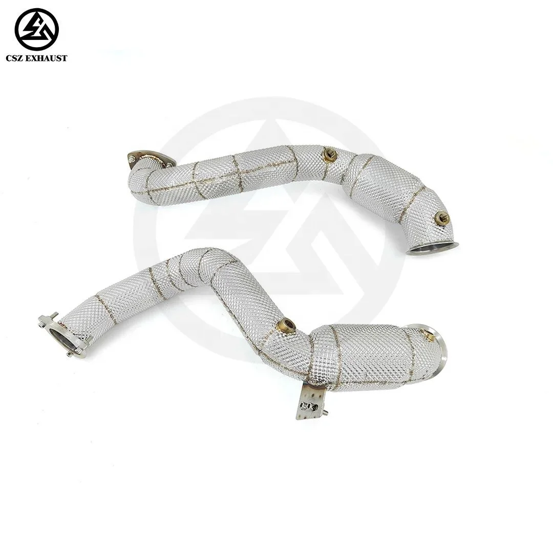 

Exhaust Sport Cat Down Pipes for Aston Martin DB9/Vantage 4.0TT V8 High Flow Catted Downpipe Heat Shield Wrapped