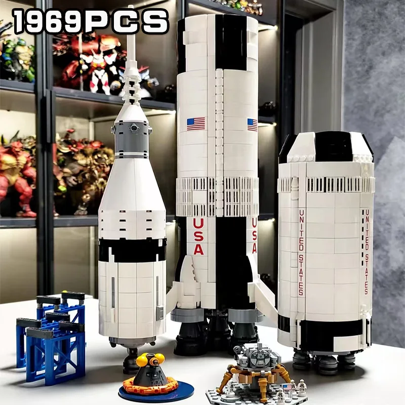 Il Apollo Saturn V 92176 Building Blocks Space Rocket Idea Serie Mattoni Giocattoli educativi per bambini Compleanno Regali di Natale ﻿