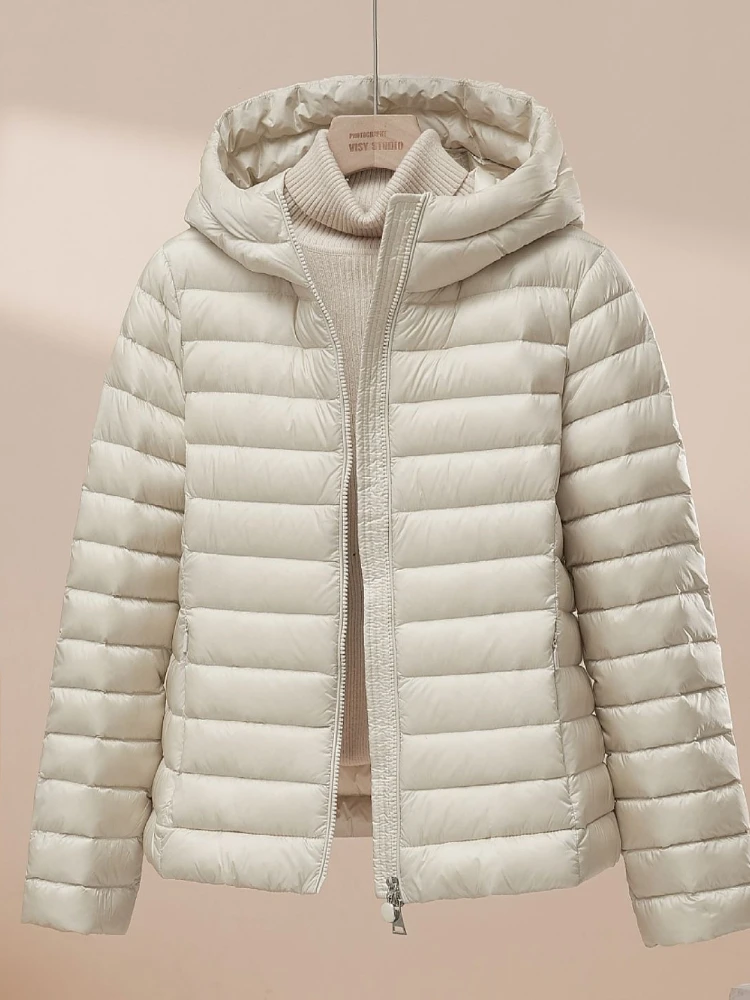 Autumn and Winter New Down Jacket for Women Loose Lightweight Short Hooded Pork Rib Warm Jacket