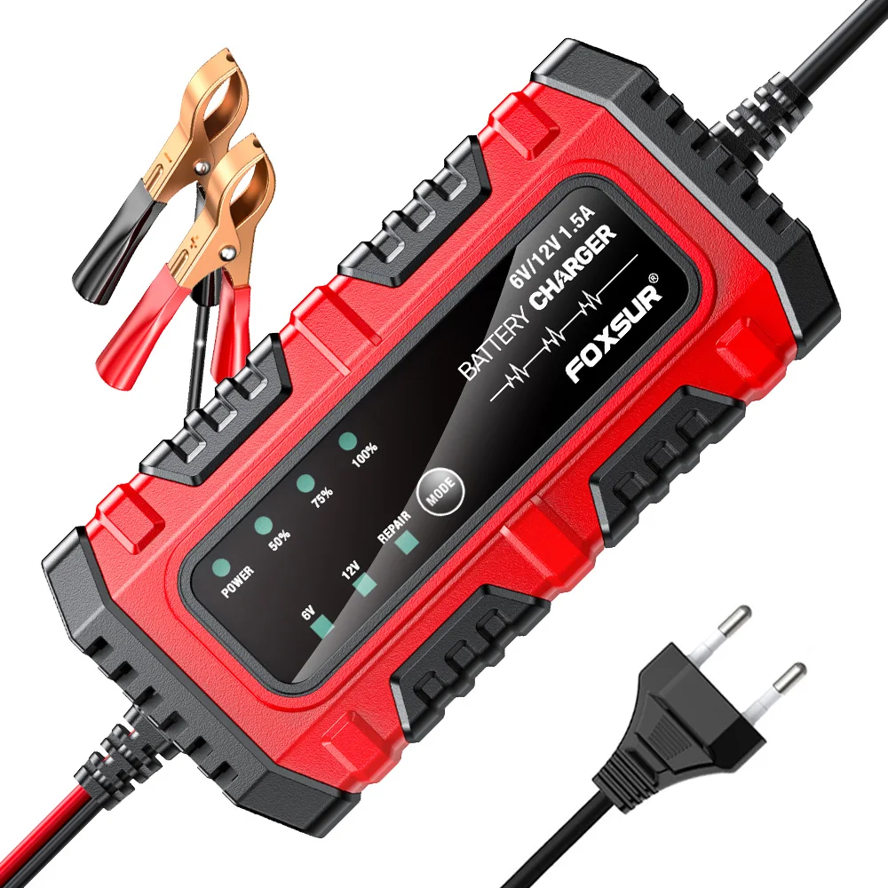12V Motorcycle Battery Charger and Maintainer Digital Display Car Battery Charging 1.5A Fully Automatic Trickle Battery Charger