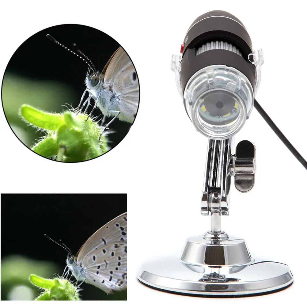USB Digital Microscope Portable 0X-1600X 8 LED Brightness Adjustable Metal Stand High Resolution Inspection Coin Jewelry Pcb