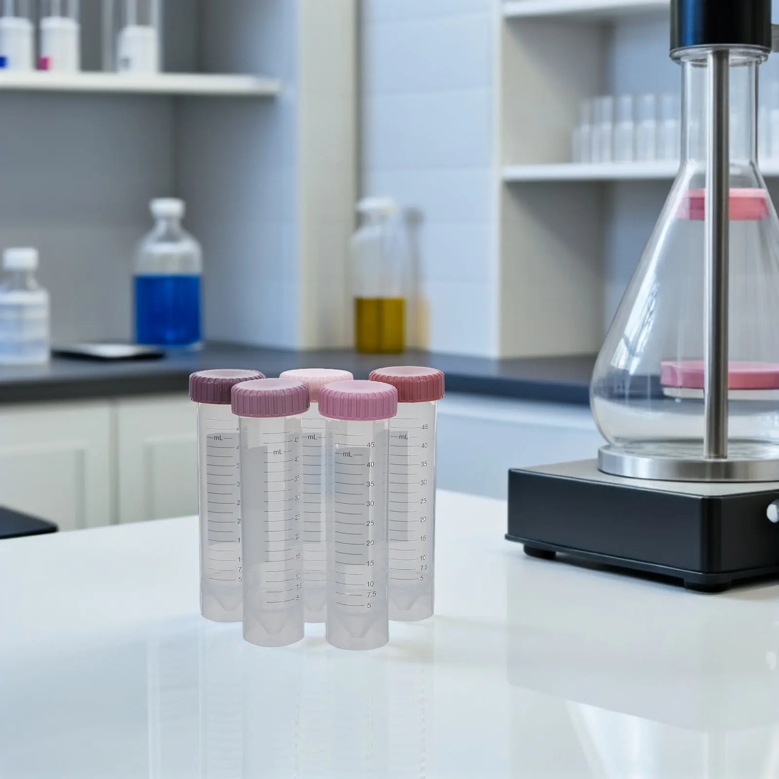 25Pcs Laboratory Centrifuge Tubes High Transparency Polypropylene 50Ml Leakproof Screw Caps Graduated Self-Standing Test Tubes