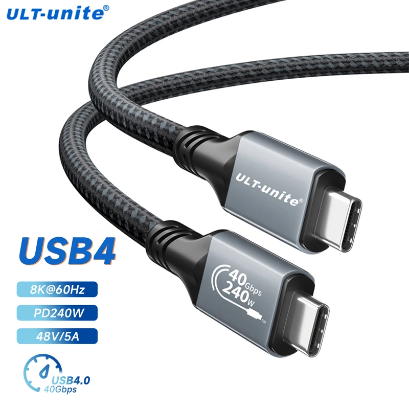 240W USB4 Type C Fast Charging Cable Cord 40Gbps Data Transfer 8K60Hz for Thunderbolt 3/4 iPhone 15 Pro Max SSD Power Bank