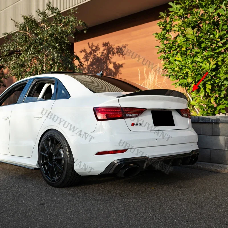 For AUDI A3 S3 RS3 8V Limousine Sedan HK Style 2013-2020 High-Kick Rear Deck Spoiler Lid Tail Fin Carbon Fiber