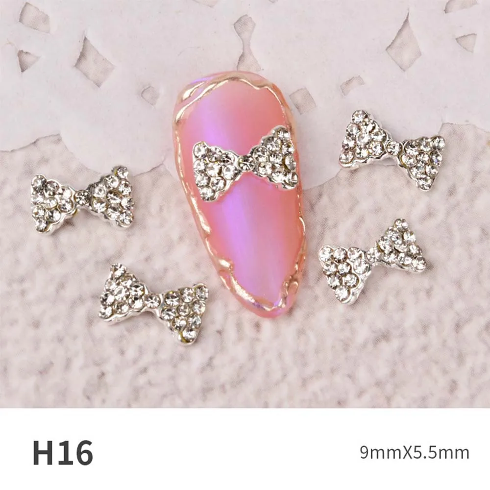

5Pcs Shiny Glass Stone Manicure Pearl Diamond Crystal Bow Nail Rhinestones Nail Jewelry DIY Nail Art Decorations