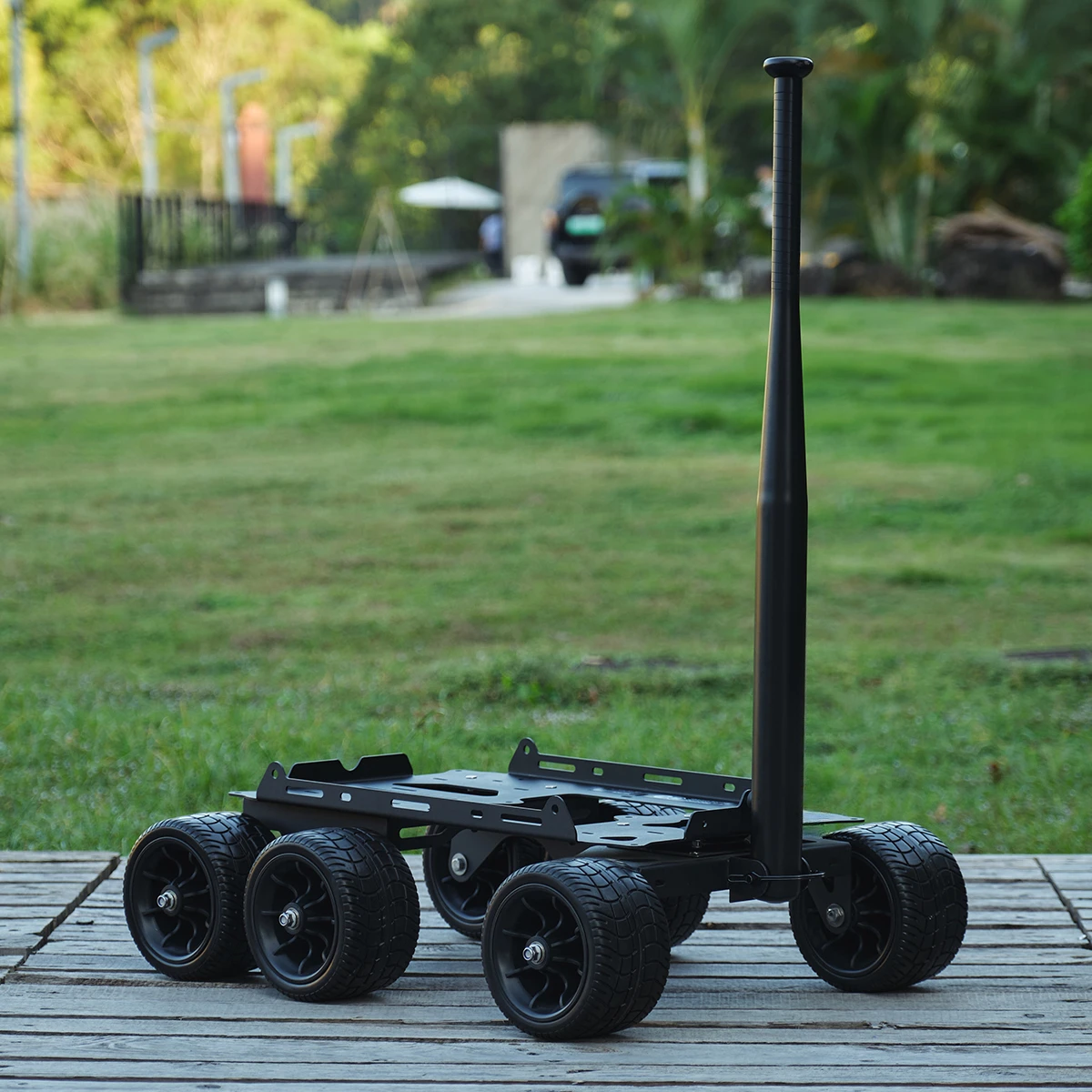

Outdoor Lunar Camp Vehicle Metal Blackened 6 Wheel Camper Trailer