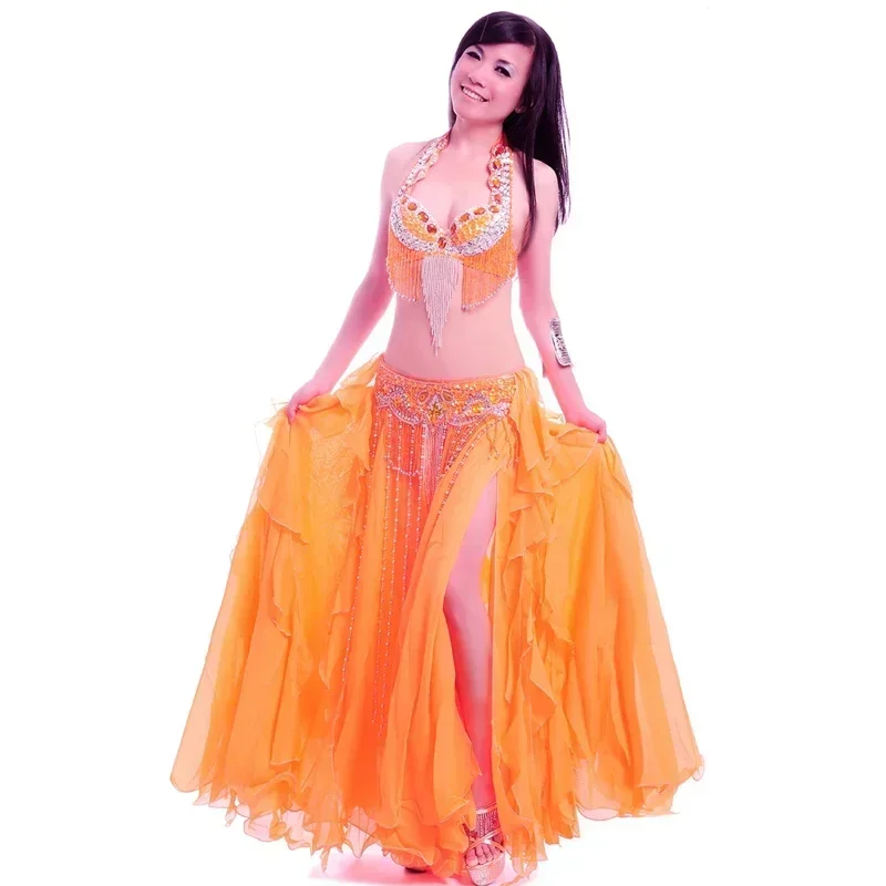 Belly Dance Costume Women Dancewear Professional Performance Bellydance Outfit Bra Belt Skirt Set Oriental Beads Costumes