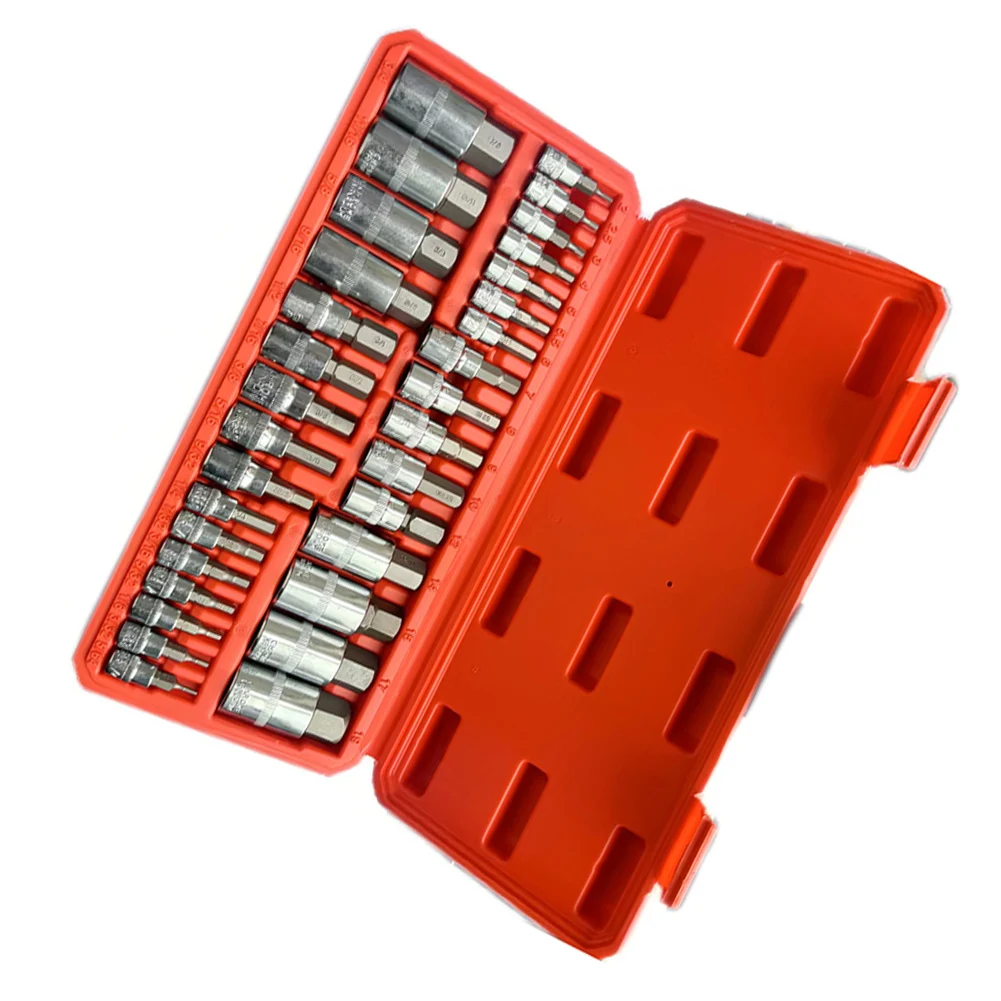 32Pcs Hex Socket Set 1/4 3/8 1/2 Drive Metal Wrench Adapter Kit For Torque Spanner Repair For Tool With Storage Box