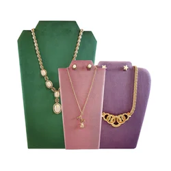 Velvet Necklace Display Stand Jewelry Organizer Rack Pearl Necklace Earrings Display Board for Exhibitor Jewelry Showcase Props