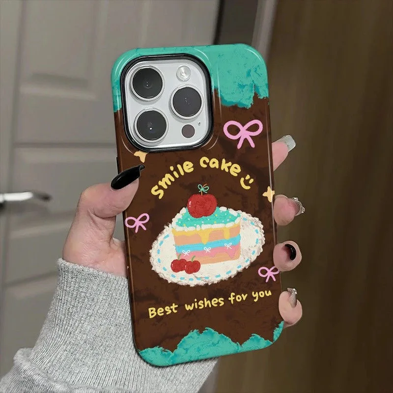 

Ins Korean Cherry Chocolate Cake Case for IPHONE 17 16ProMax 15 14 13 12 11 PRO Plus Acrylic TPU Two in One Magnetic Phone Cases
