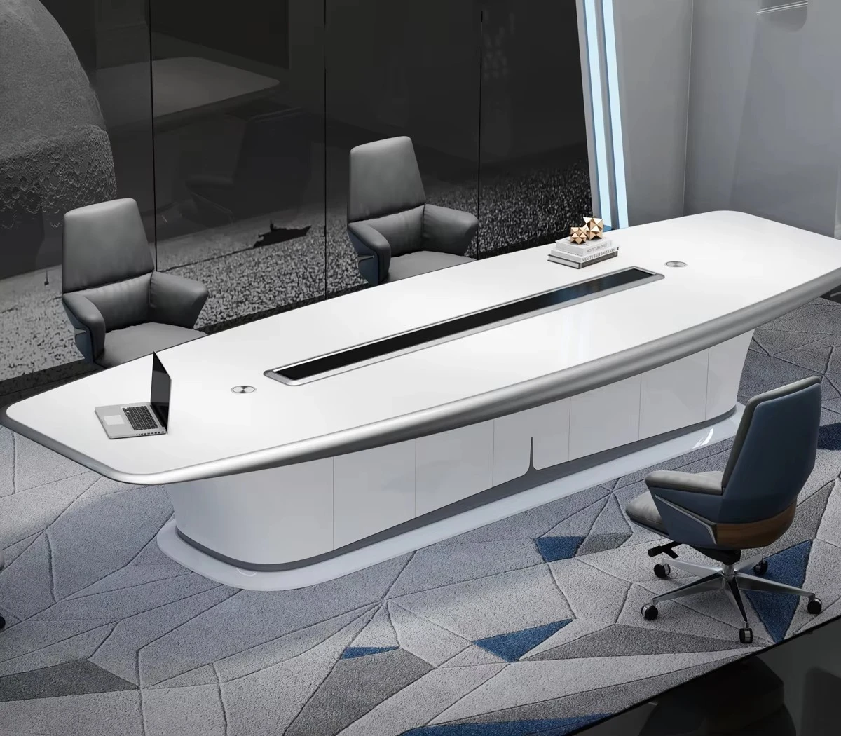 โต๊ะประชุมไม้สีขาวสไตล์ร่วมสมั - Office Furniture High End บทวิจารณ์และราคา