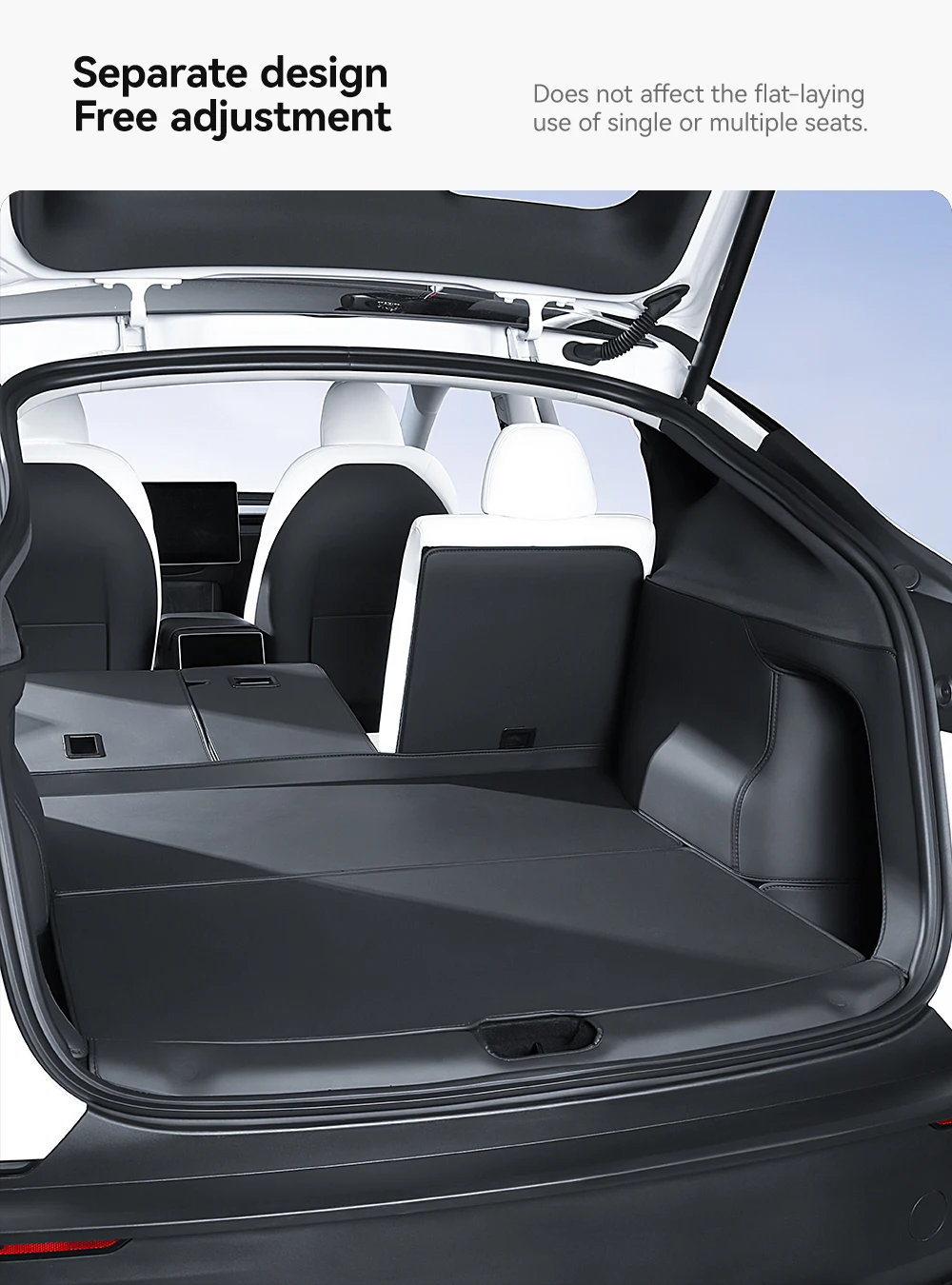 YZ für Tesla Model Y Juniper 2022, neue Leder-Kofferraummatten, vollständig umgeben, wasserdicht, rutschfeste Liner, individuelles Bodenmatten-Zubehör – Detail 14