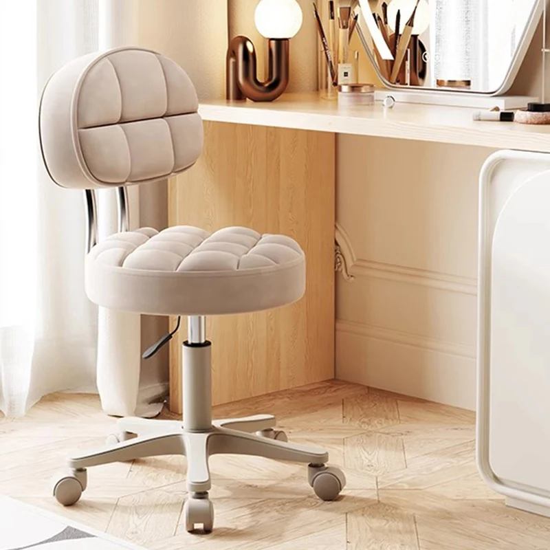 

Cream White Bar Stools Swivel Luxury Make Up Professional Barber Ergonomic Comfortable Relaxing Chair Soft Sillas Home Furniture