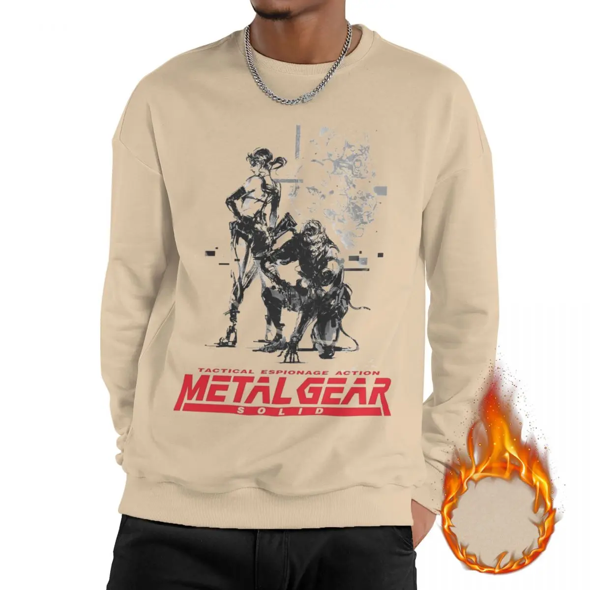 

Men Metal Gear Solid Snake Raiden Shooting Game Sweatshirt Fleece-Lined Thick Sweatshirts Pullover Hoodie Long Sleeve Shirts