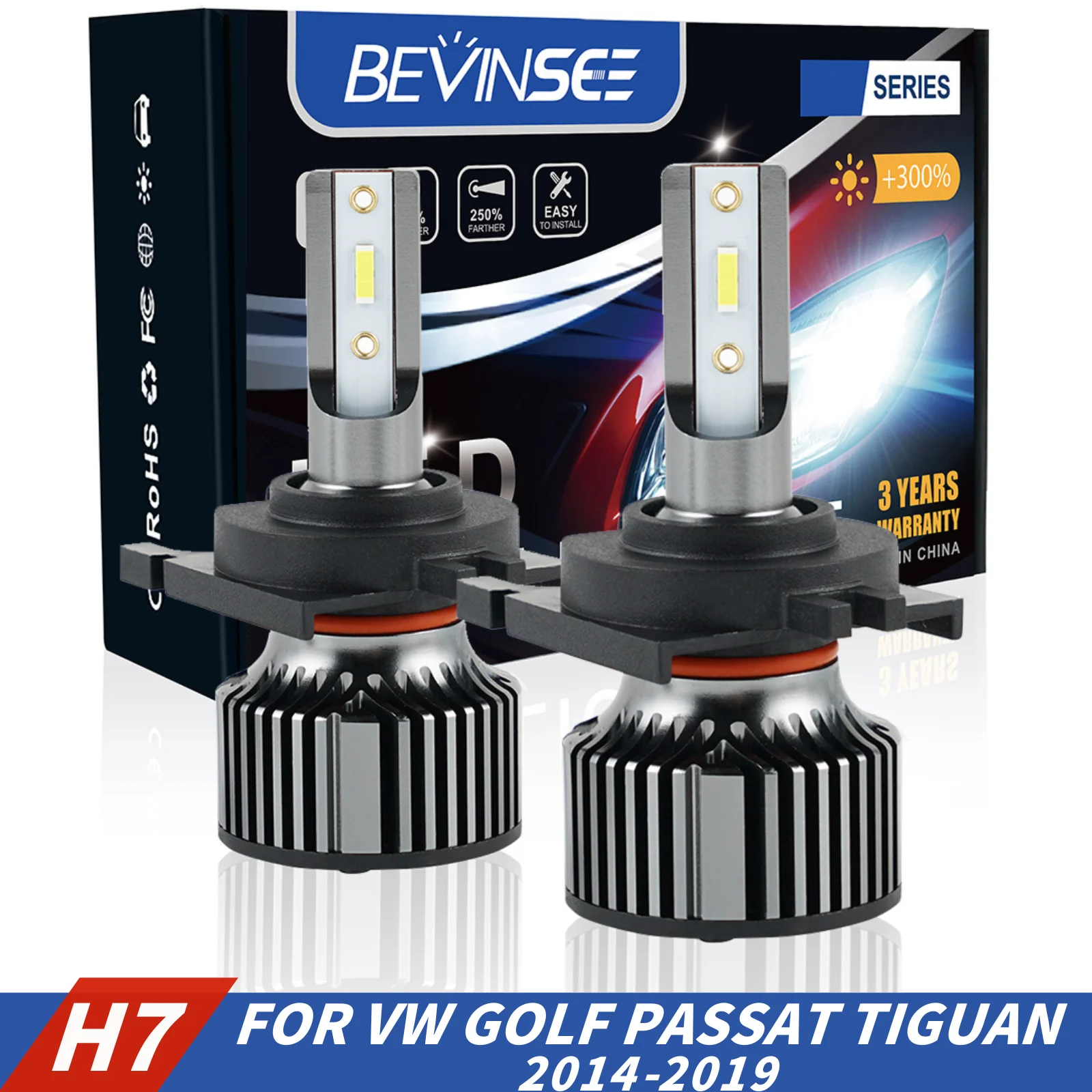 

Лампа для передней фары Bevinsee H7, 60 Вт, 6000 К, белая, для Volkswagen Golf, Passat, Tiguan, Jetta 2014-2019, для Mercedes-Benz Sprinter 12 В
