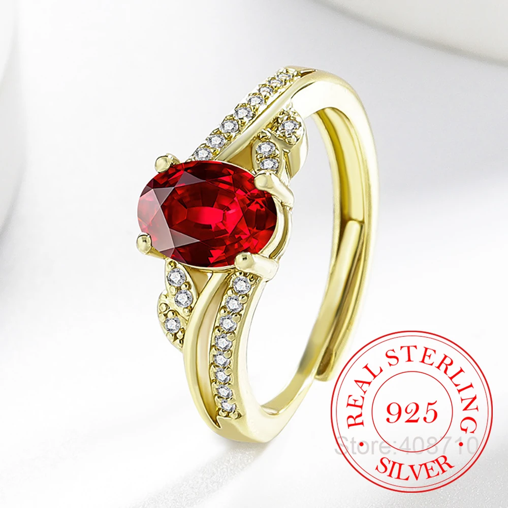 

925 Sterling Silver Jewelry Luxury AAA+ Oval Crystal Open Finger Rings for Women Wedding Party Jewelry For Girls Friend Gift