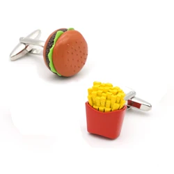 iGame Fast Food Cuff Links Brown Color Hamburg & French Fries Design Quality Brass Material Cufflinks For Men