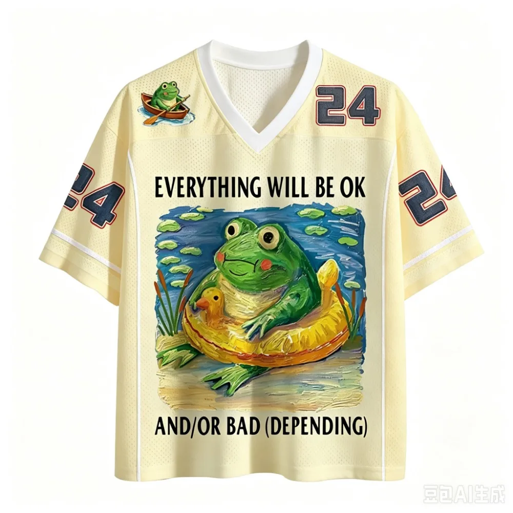 Interesting Frog 3D Print Quick-dry Breathable Sports Men Women Vneck LooseTrend Tshirt Fashionable Street Y2K Parental Clothing