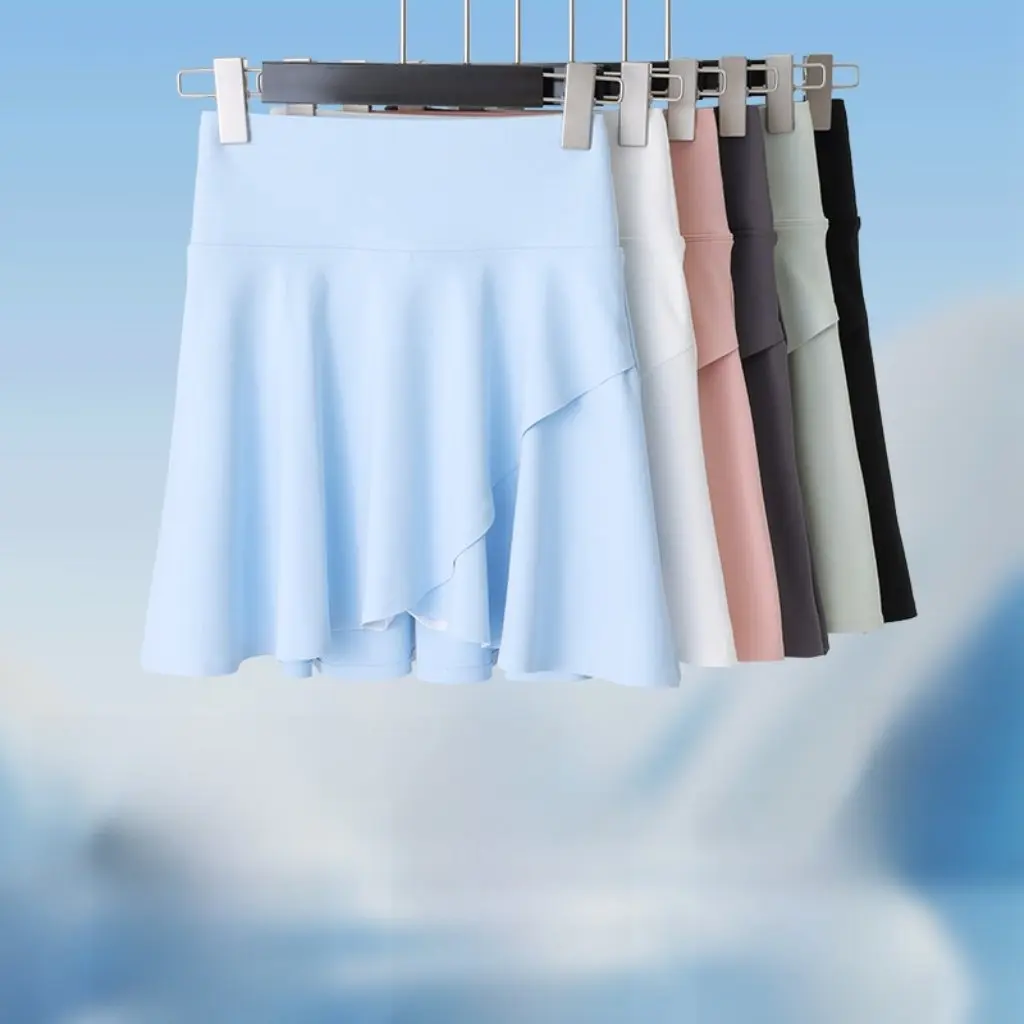 Leggings longas divididas oblíquas femininas de secagem rápida anti-caminhada esportes tênis fitness culottes para verão correndo treinamento yoga