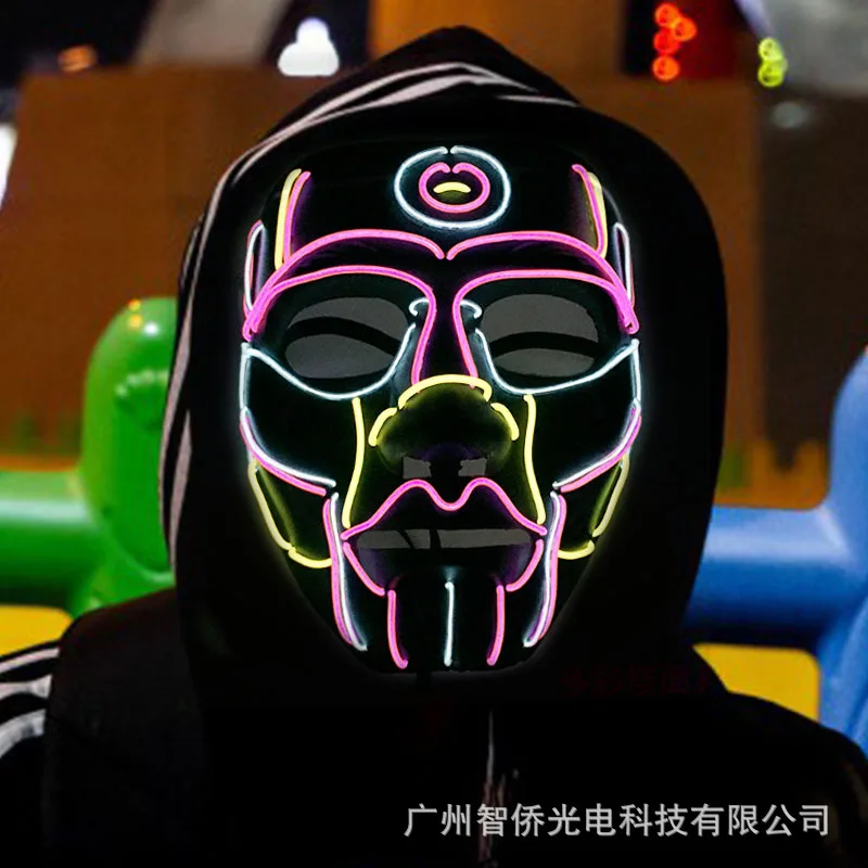 New Halloween Carnival Party Costume Decoration Luminous Led Mask Halloween Mask Led Maske Light Up Party Masks For Glow Party