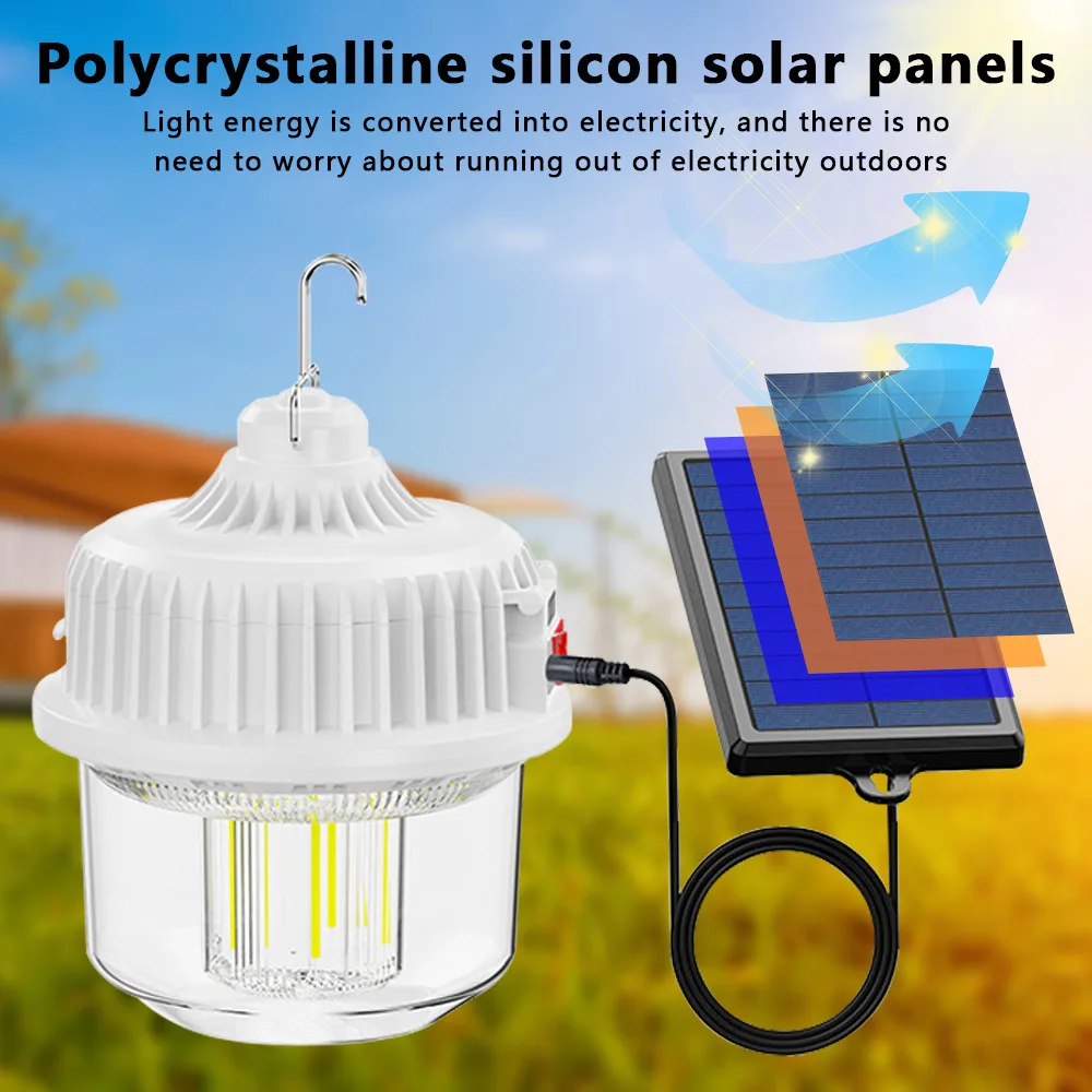 الطاقة الشمسية LED التخييم ضوء 2400mAh نوع C لمبة قابلة للشحن مقاوم للماء خيمة معلقة فانوس المحمولة الدافئة + الأبيض مصباح العمل في حالات الطوارئ