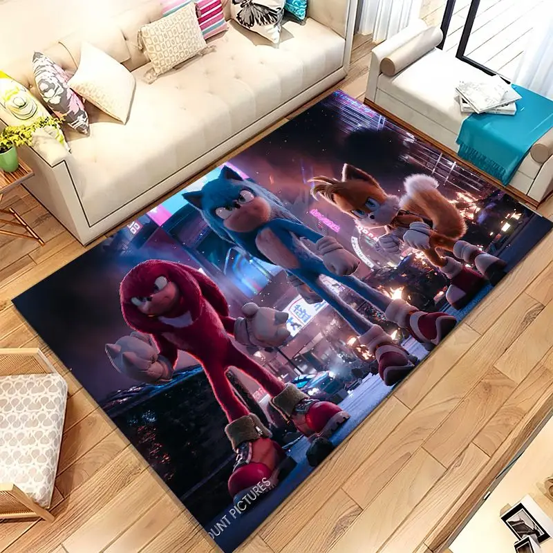 Cartoon S-Sonic Rings K-Knuckles Game Soft Non-Slip Area Rug for Living Room,Bedroom Playroom Carpet Mat for Sofa,Home Decor